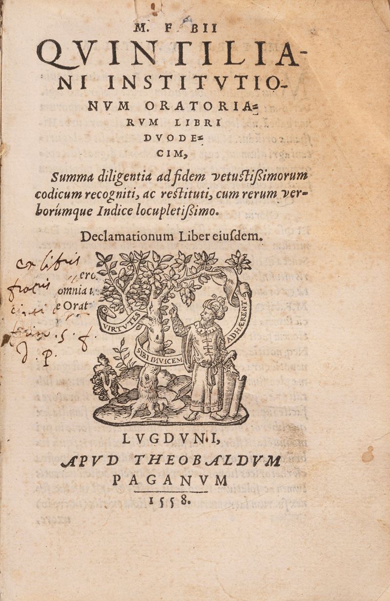 Institutionum oratoriarum libri duodecim, Summa diligentia ad fidem vetustissimorum recogniti, ac...