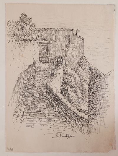 Paesaggio e ritratto, due disegni a china su carta
