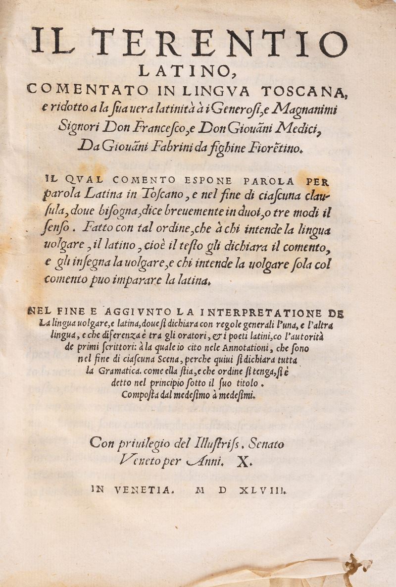 Il Terentio latino commentato in lingua toscana