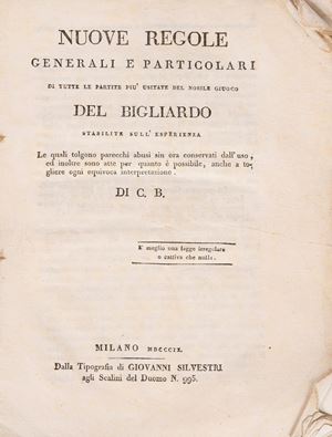 Nuove regole generali e particolari del bigliardo