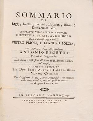 Sommario di Leggi, Decreti, Precetti, istruzioni, Ricordi, Dichiarazioni &c.
