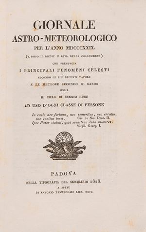 Giornale astro-meteorologico per l'anno MDCCCXXIX che prenuncia i principali fenomeni celesti [...] e le meterore secondo il Saros
