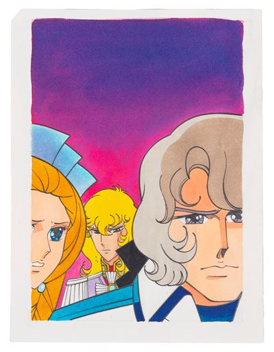 Lady Oscar - Il conte di Fersen (matita, tempera e acquerello su cartoncino, 1982)