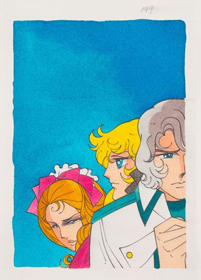 Lady Oscar - Fersen, addio! (originale di copertina), matita, tempera e acquerello su cartoncino,...