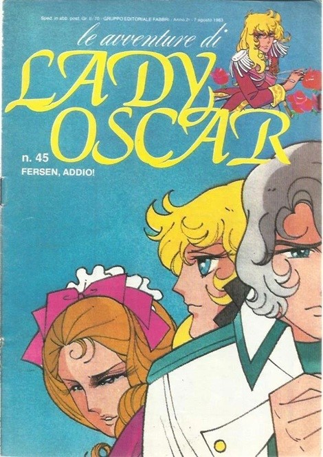 Sergio Frigerio - Lady Oscar - Fersen, addio! (originale di copertina), matita, tempera e acquere...