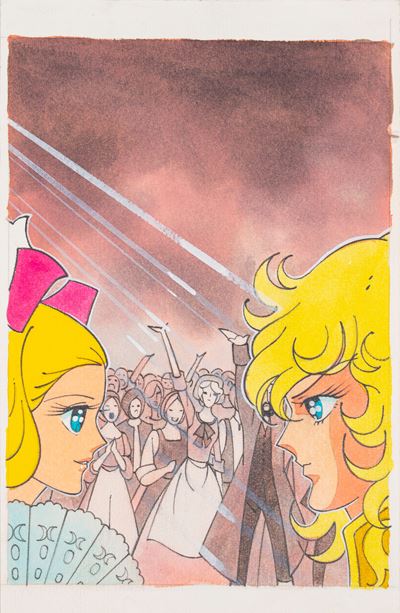 Lady Oscar – L’inganno di Jeanne (originale di copertina), matita, tempera e acquerello su carton...