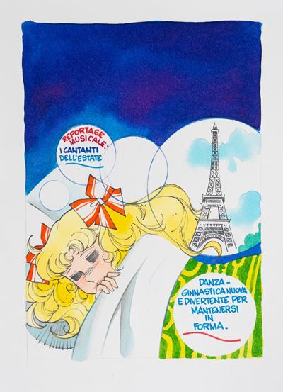 Candy Candy n. 87 – originale di copertina, matita tempera e acquerello su cartoncino (1982)
