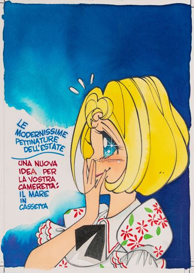Candy Candy n. 95 (originale di copertina) — matita, tempera e acquerello su cartoncino, 1982