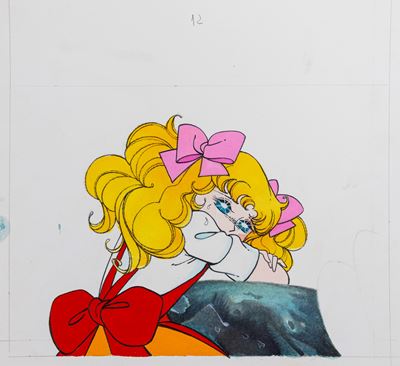 Candy Candy col disco – Non posso più scriverti… (illustrazione originale), matita, tempera e acq...