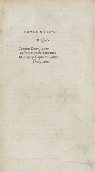 Prudentius. Prosper. Ioannes Damascenus