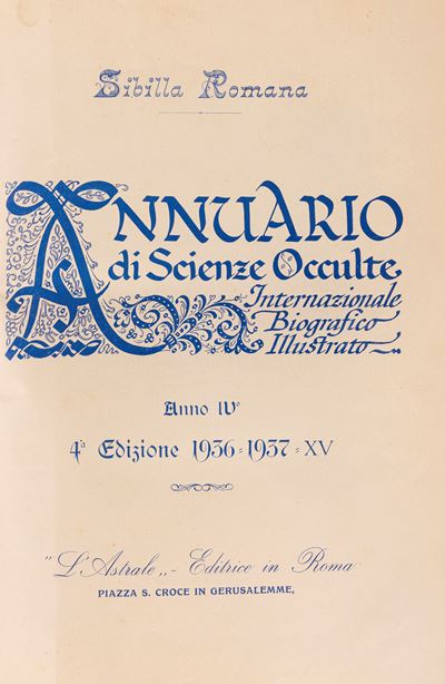 Annuario di Scienze Occulte Internazionale Biografico Illustrato (Anno IV), quarta edizione, 1936