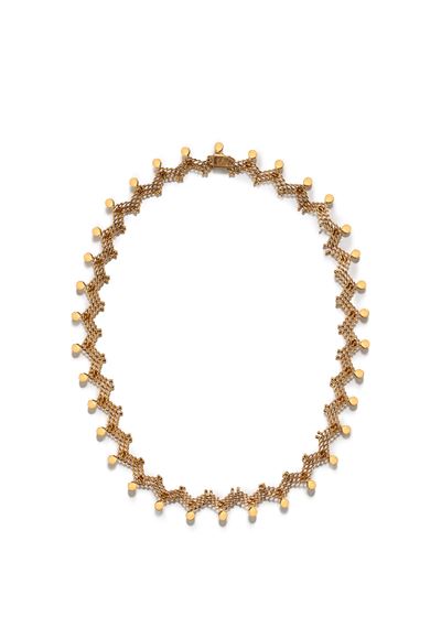 Collana, in oro giallo 18k con maglia a catena e boules