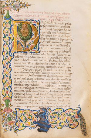 Sicconis Polentoni prefatio ad Modestum filium in Sancti Antonii confessoris de Padua vitam incipit