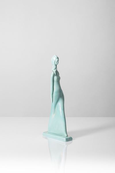 Figura femminile in pasta di vetro indaco