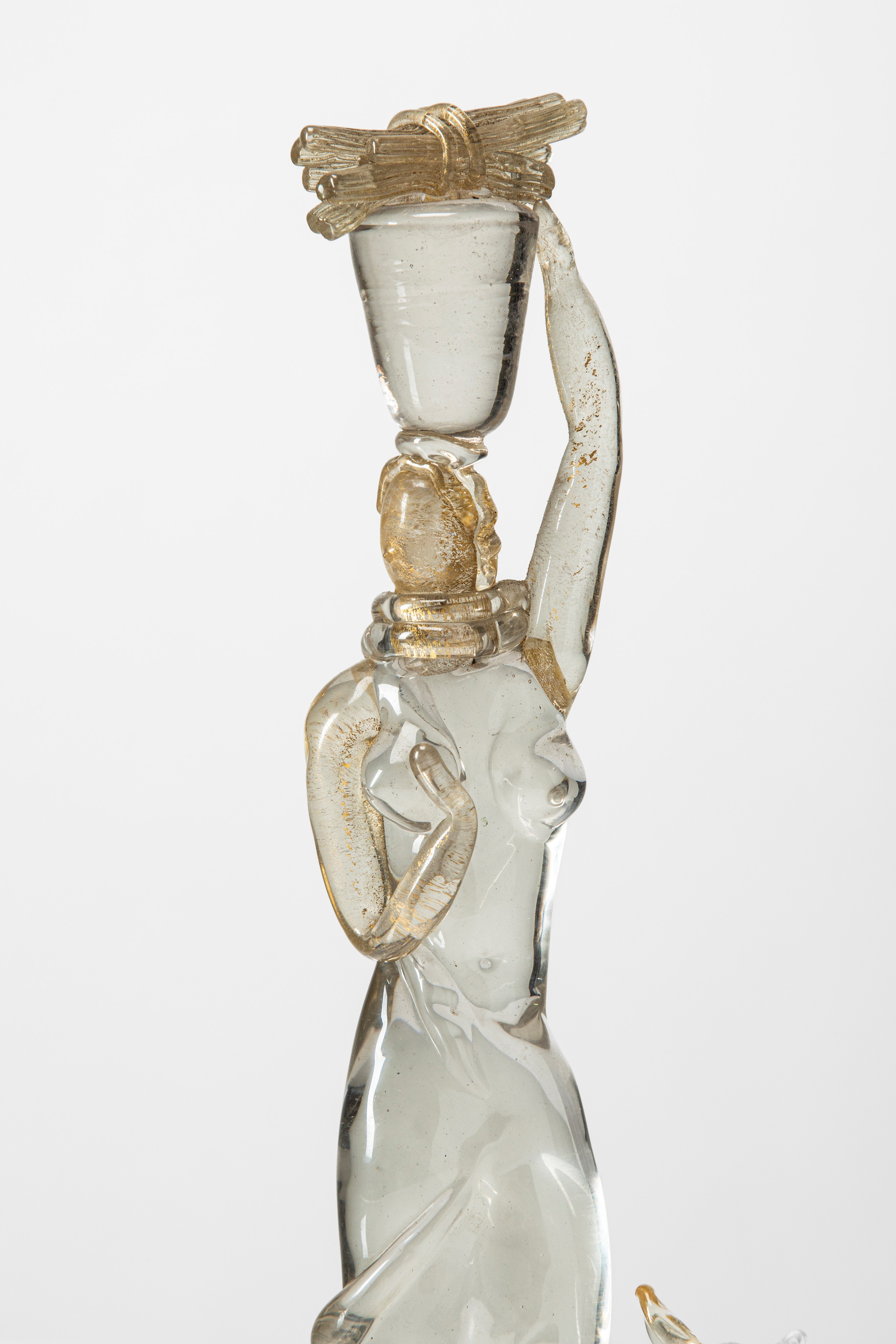 Flavio Poli - Figura campestre in vetro massiccio con foglia d’oro (1937)