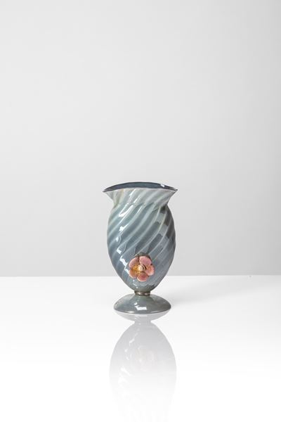 Vaso “Grigio Oro” in vetro incamiciato con foglia d’oro