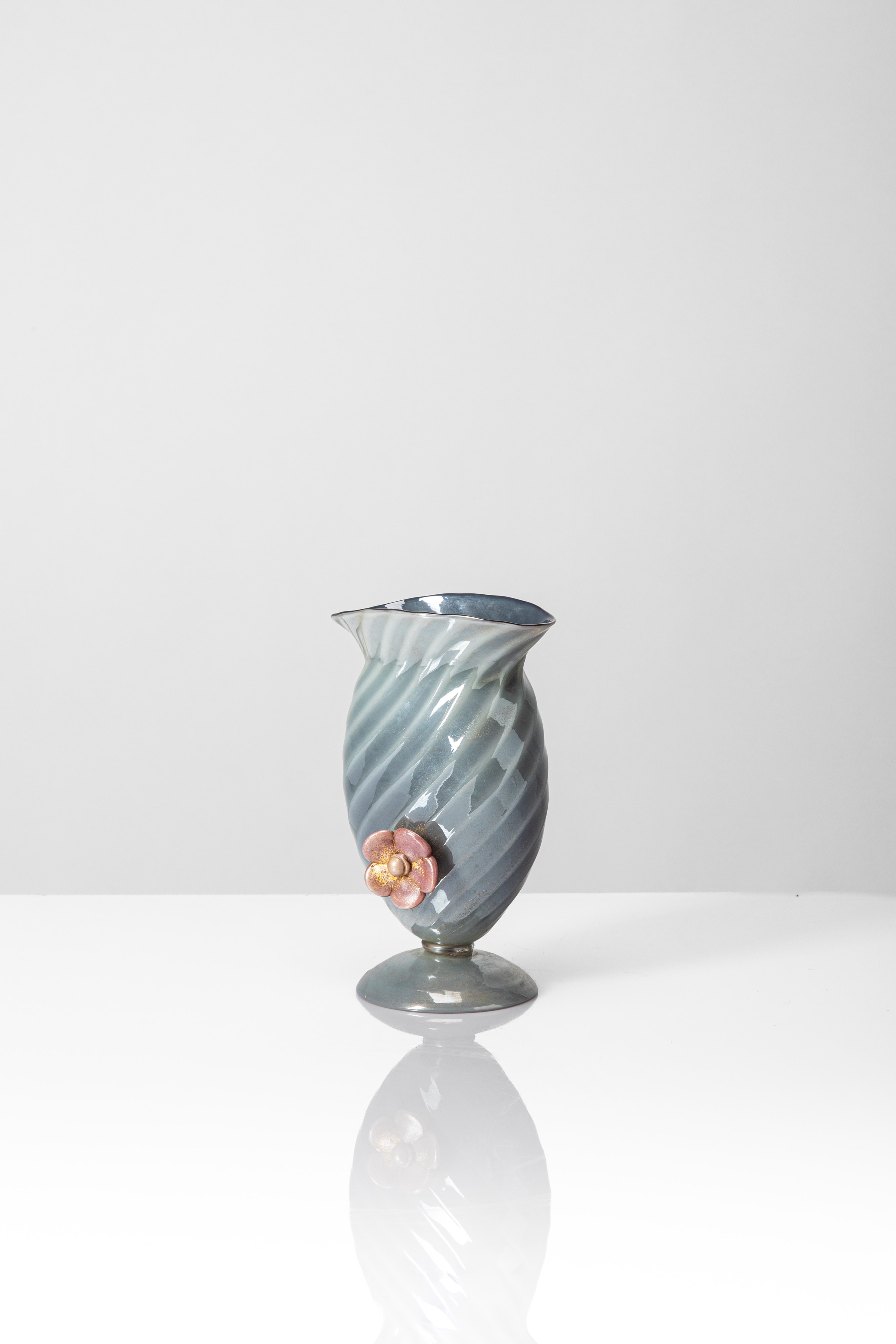 Flavio Poli - Vaso “Grigio Oro” in vetro incamiciato con foglia d’oro