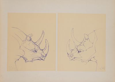 Due disegni con profili di rinoceronte (1972)