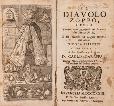 Il diavolo zoppo, traduzione italiana, Venezia 1733, In 12°