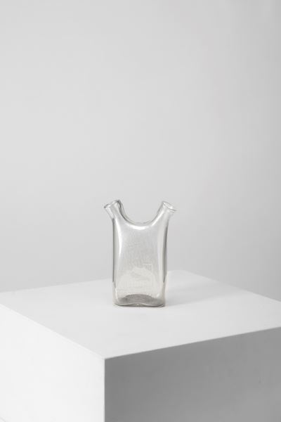 Vaso inciso “Movimento verticale”, vetro soffiato trasparente (1952)