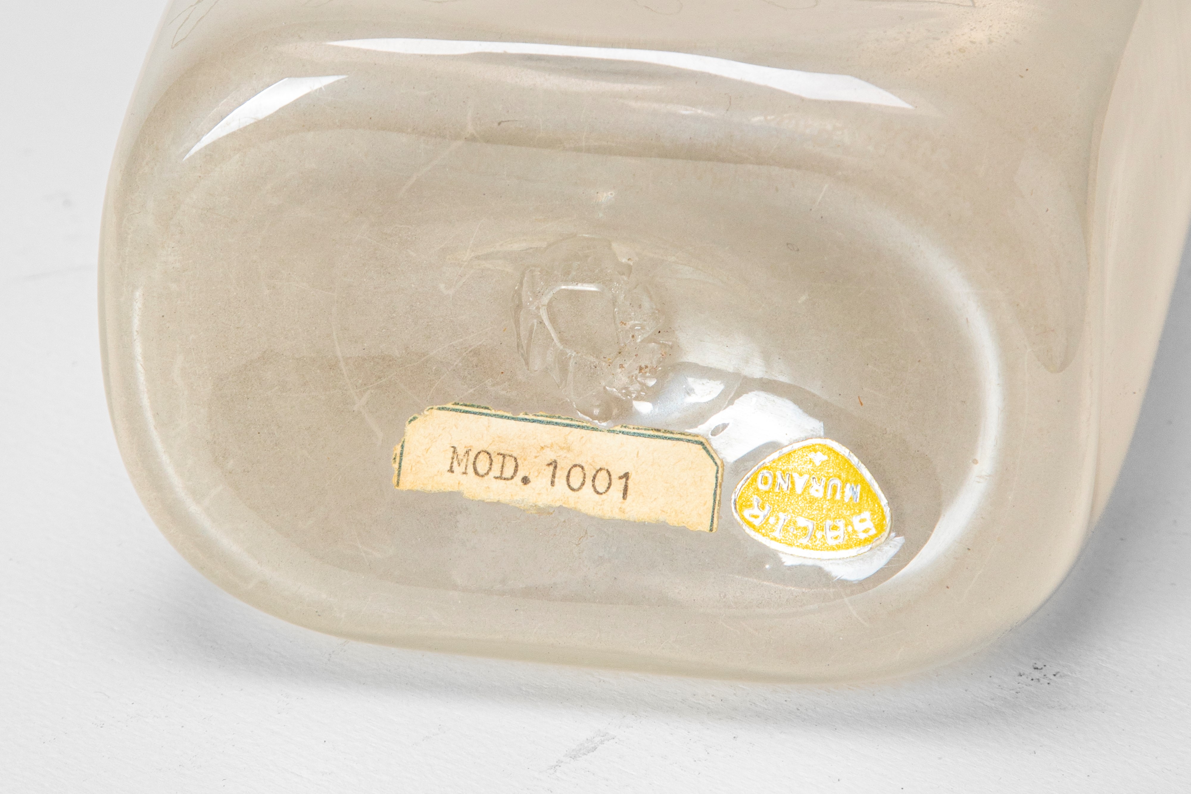 Serena dal Maschio - Vaso inciso “Movimento verticale”, vetro soffiato trasparente (1952)