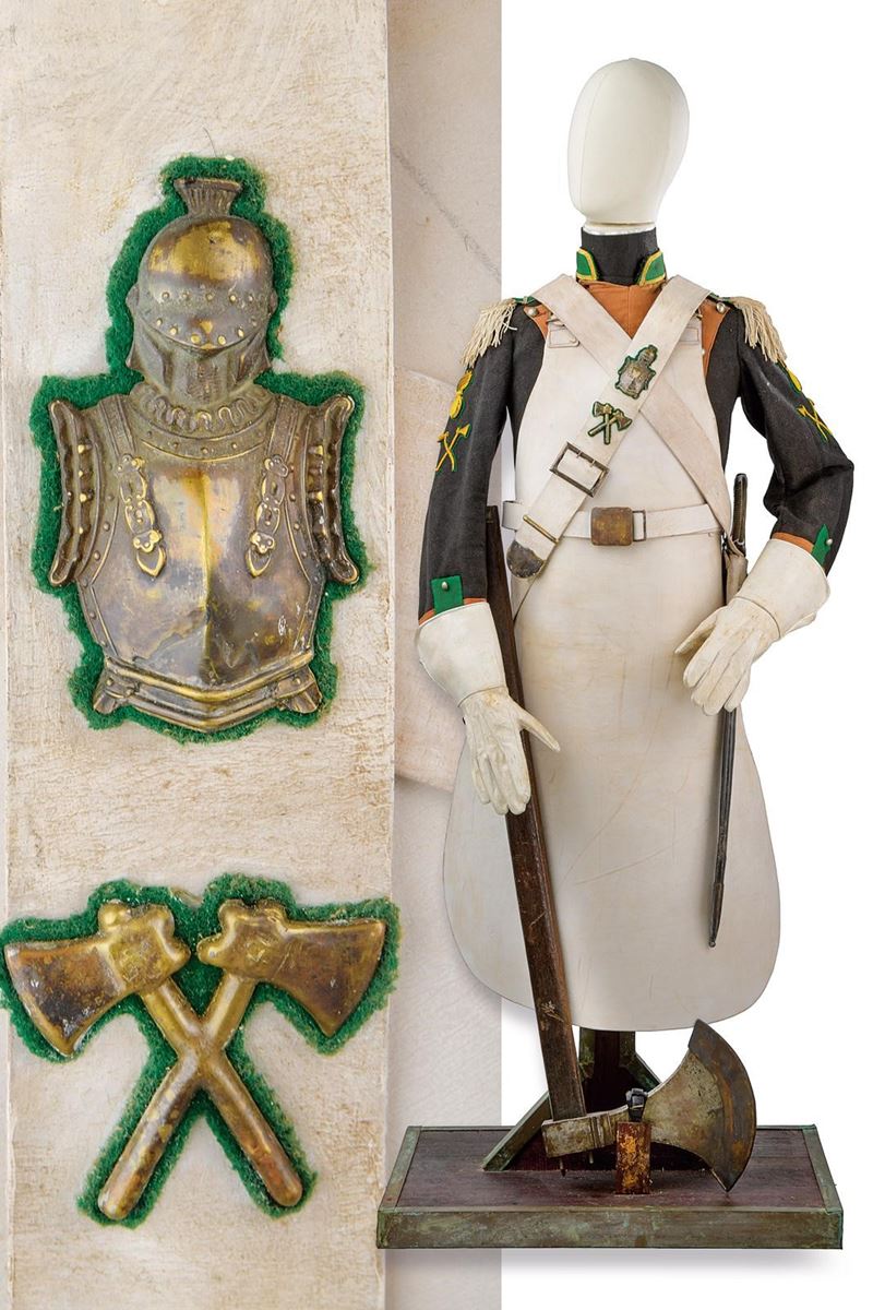 Uniforme da zappatore con sabro e scure