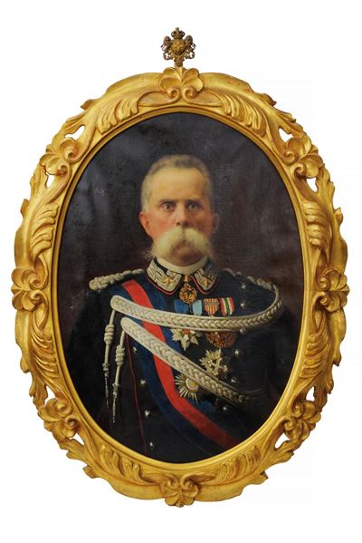Umberto I di Savoia, raffigurazione del Re in uniforme, fine XIX secolo
