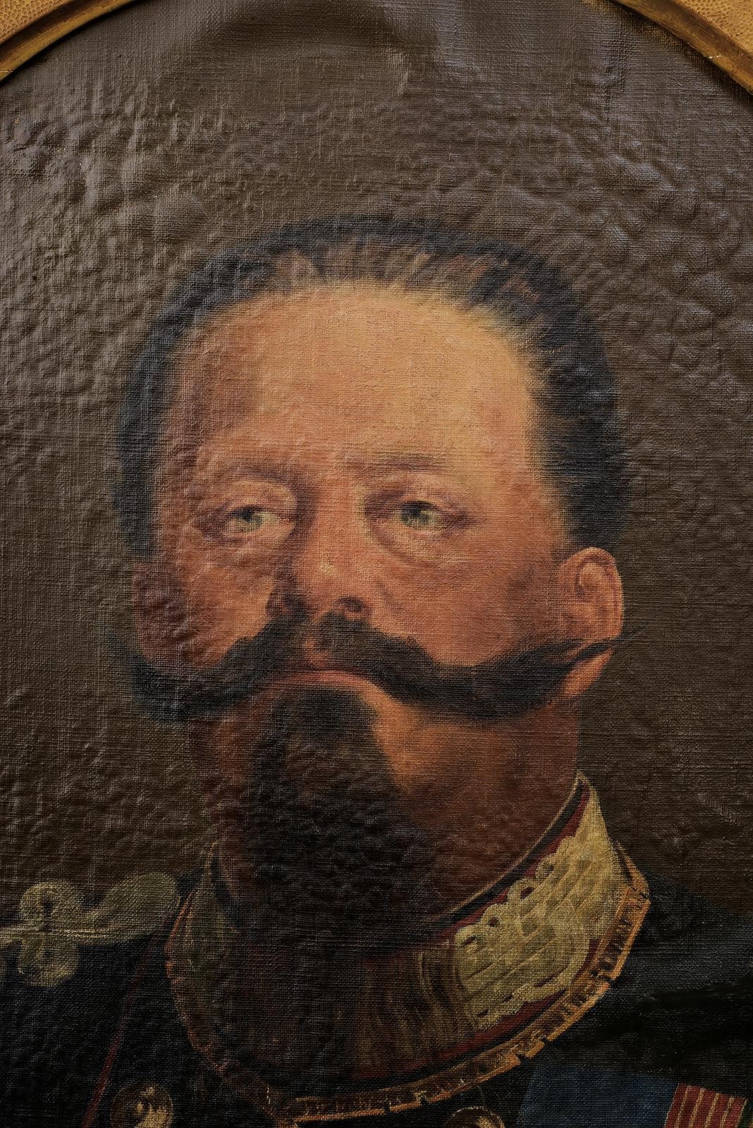 Vittorio Emanuele II di Savoia, Regno d’Italia, olio su tela (XIX secolo) con uniforme e collare ...