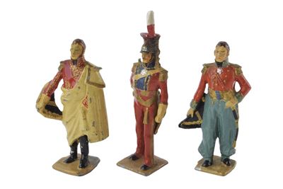 Gustave Vertunni, Lotto di tre personaggi militari in metallo policromo