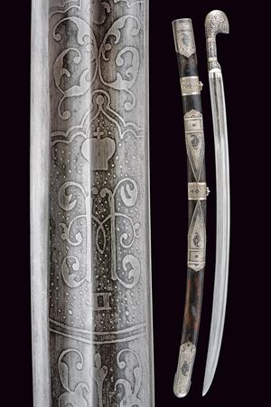Shasqua con fornimenti in argento niellato, epoca Nicola II (1894-1917)
