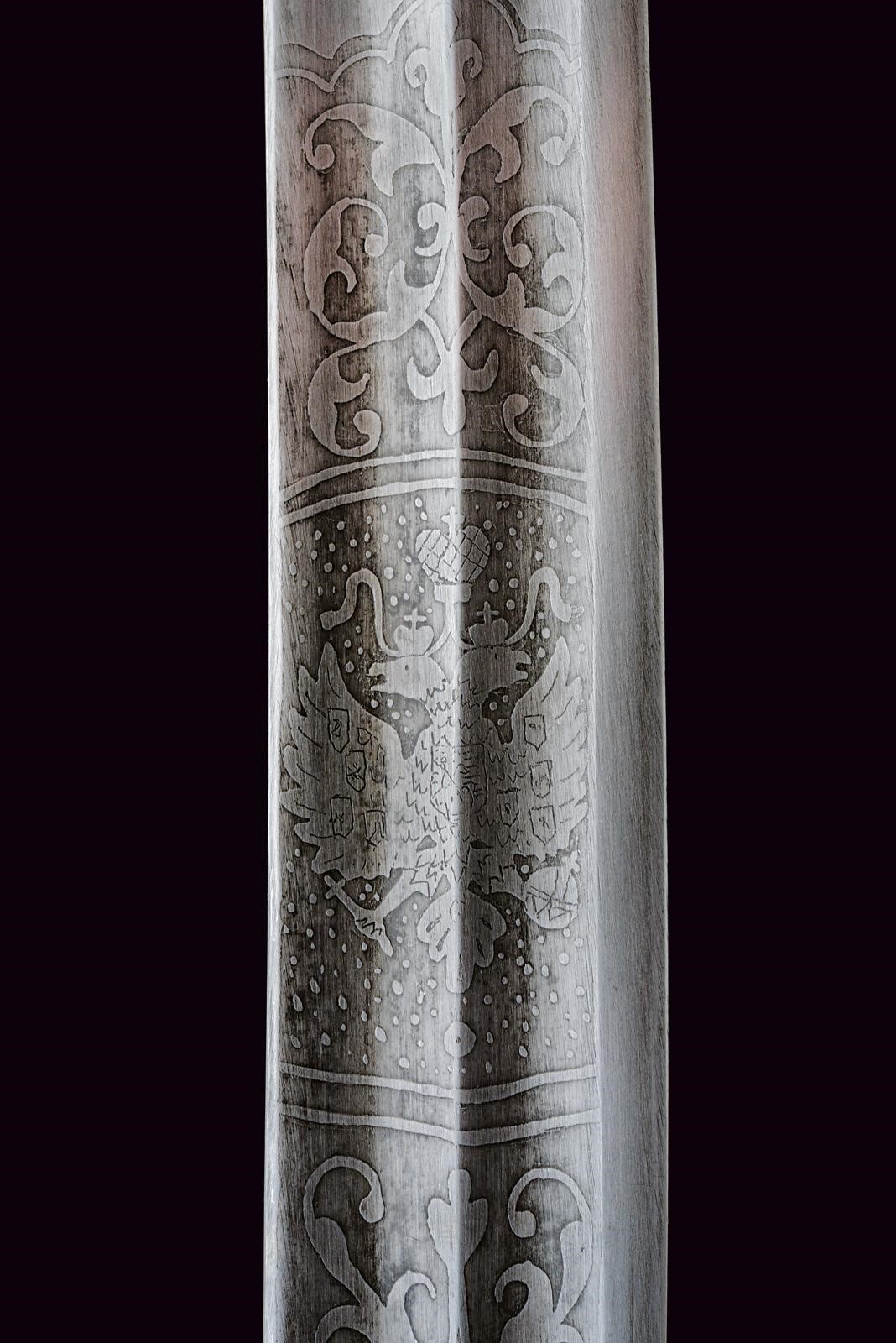Russia imperiale, Shasqua con fornimenti in argento niellato, epoca Nicola II (fine XIX–inizio XX...