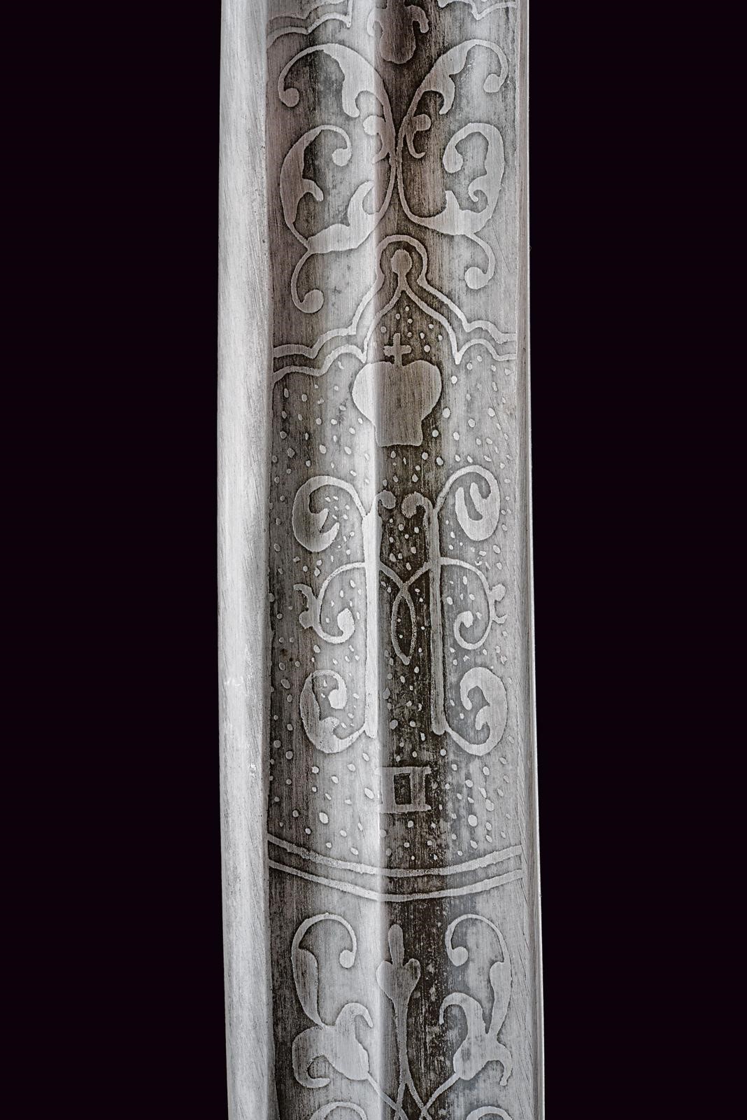 Russia imperiale, Shasqua con fornimenti in argento niellato, epoca Nicola II (fine XIX–inizio XX...
