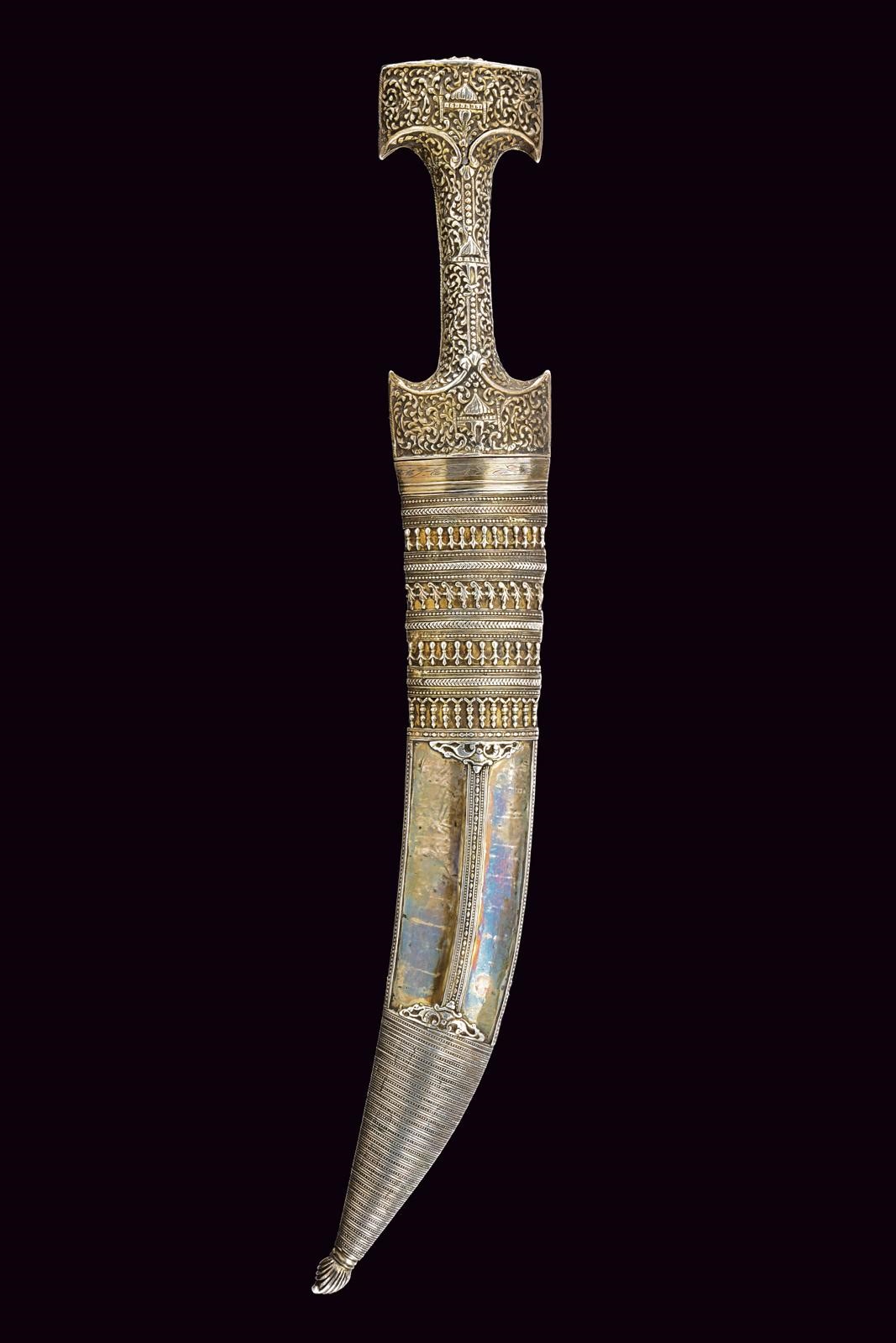 Turchia, Lunga jambiya in argento, XIX secolo