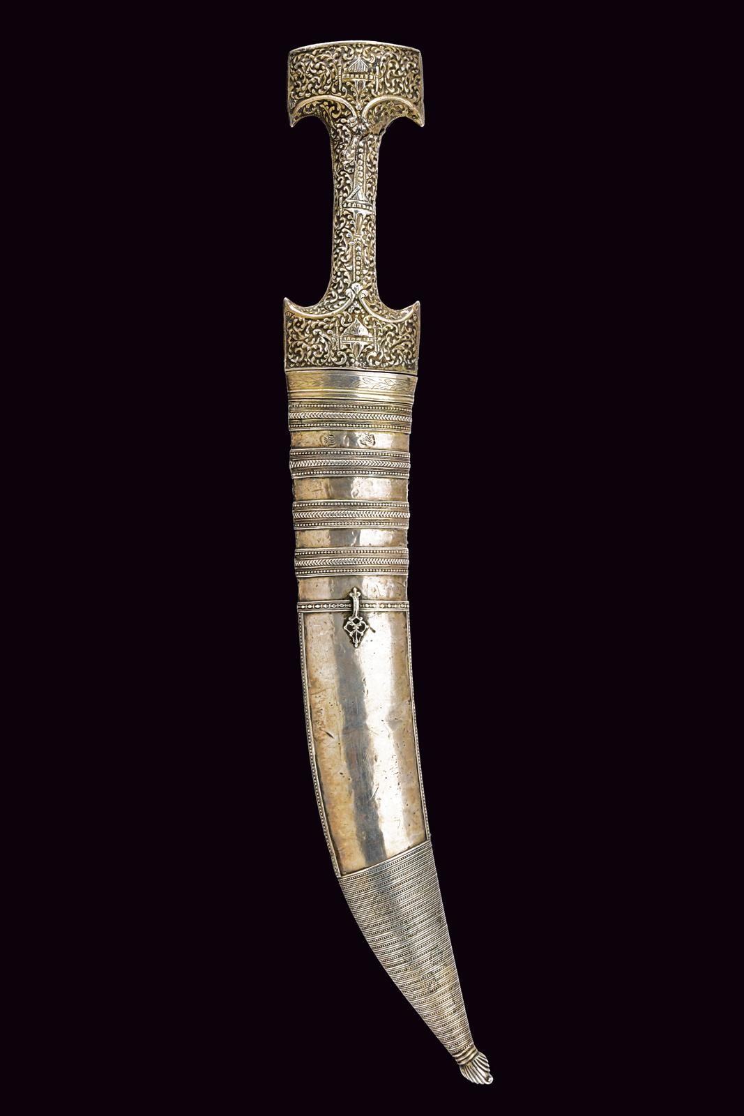 Turchia, Lunga jambiya in argento, XIX secolo