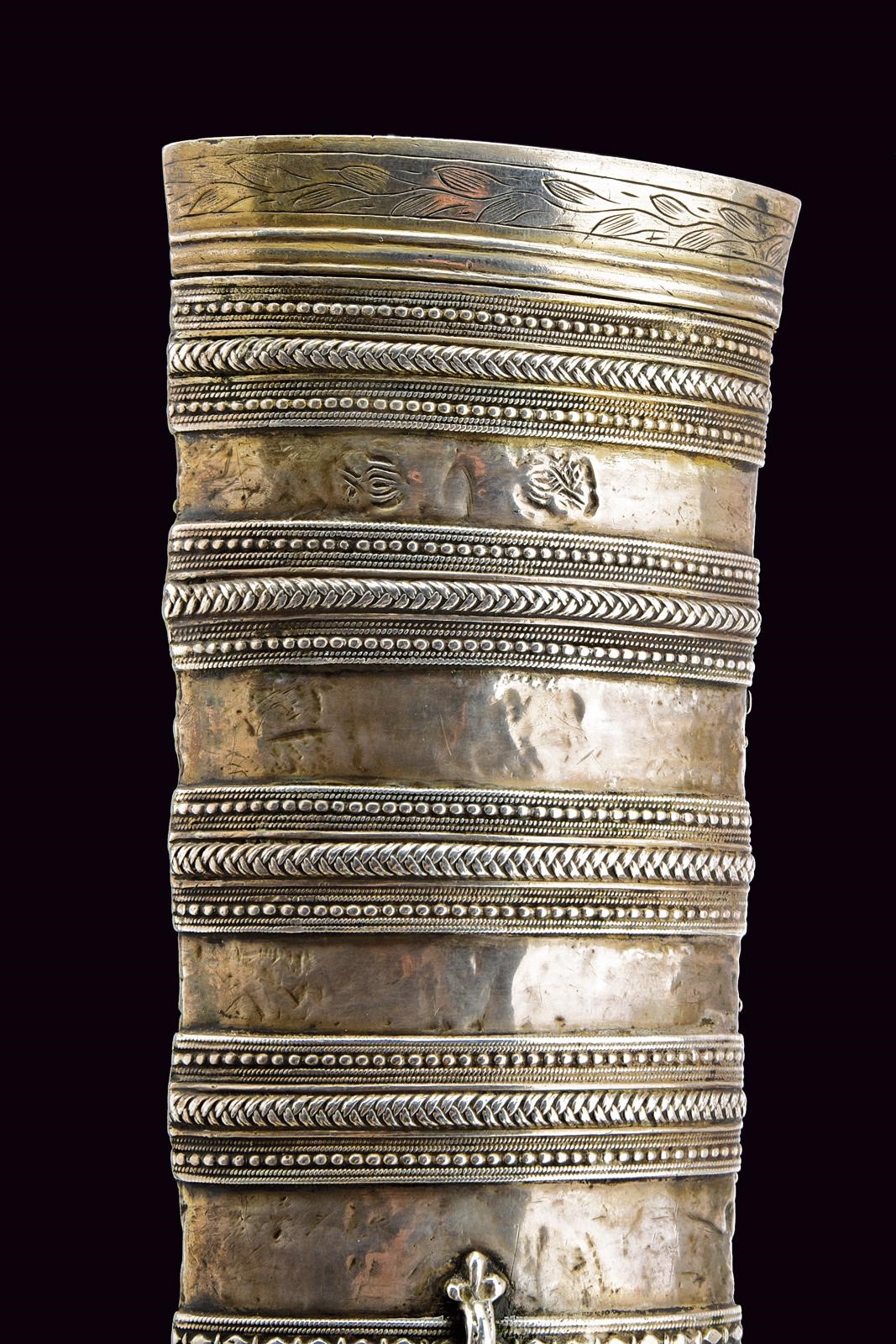 Turchia, Lunga jambiya in argento, XIX secolo