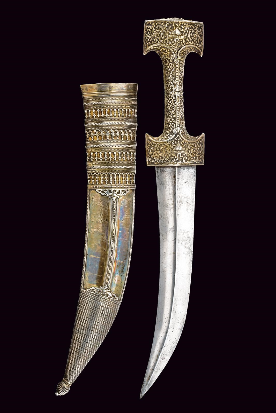 Turchia, Lunga jambiya in argento, XIX secolo
