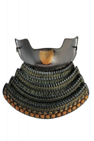 A black-lacquered iron hanbo with gold maki-e goatee