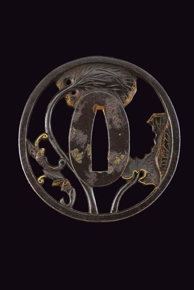 Giappone, Tsuba con motivo di aoi e myoga