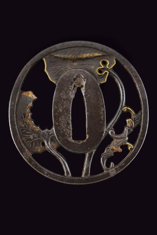 Giappone, Tsuba con motivo di aoi e myoga