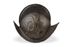A black and white morion