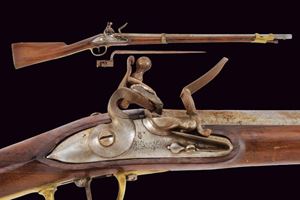 A flintlock gun with socket bayonet