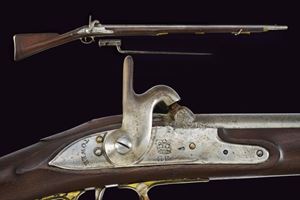A percussion rifle with a bayonet