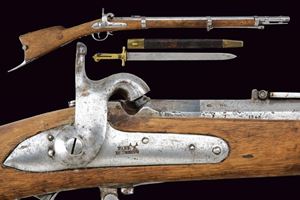 An 1848 model percussion carbine for "Bersaglieri", with bayonet