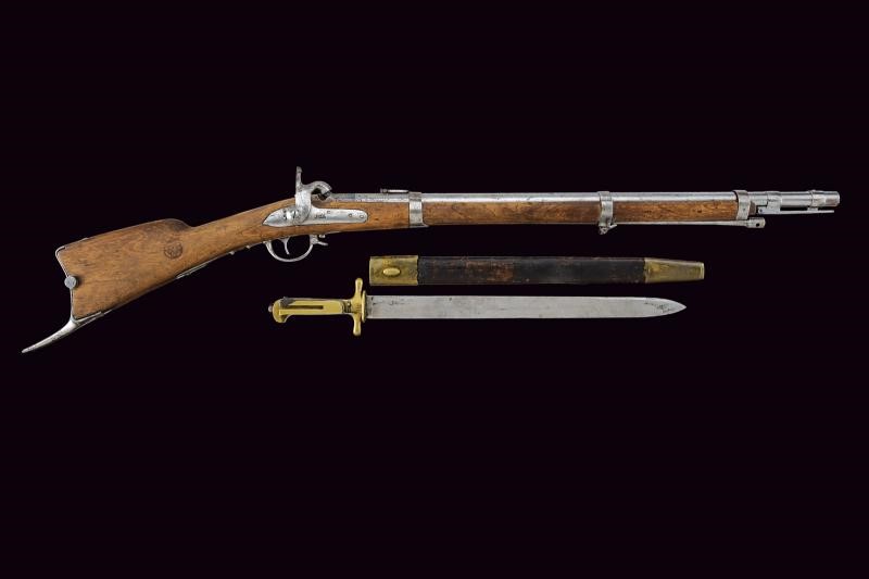 Carabina a luminello da bersaglieri, mod. 1848, con baionetta, cal. 16,9 mm