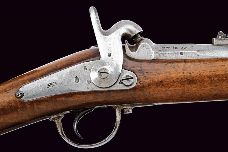 Francotte (attrib.), Carabina a luminello Minie-Petrovic-Francotte con baionetta, Principato di S...