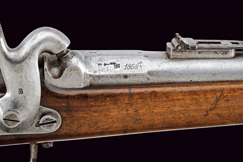 Francotte (attrib.), Carabina a luminello Minie-Petrovic-Francotte con baionetta, Principato di S...