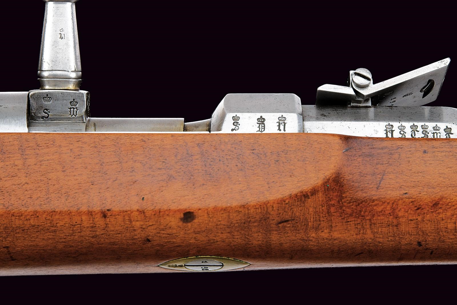 Dreyse, Raro fucile mod. 1841 con baionetta, canna rigata e otturatore marcato “DANZIG”