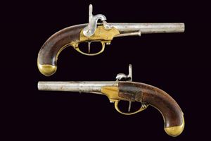 A rare pair of 1777 model pistols converted to percussion