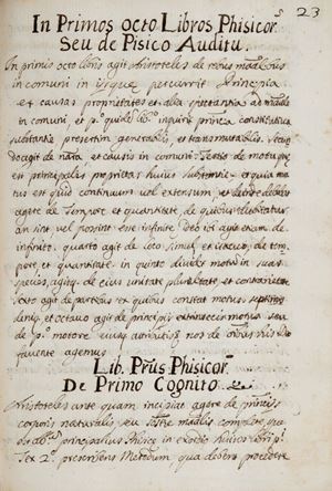 [Trattato di fisica] [...] dettato in Perugia dal molto reverendo pre Anton Franco Forti della Compagnia di Giesù. Dedicato all'Illustrissimo Sig. Partono Colendissimo il Signor Conte Horatio Ferretti.