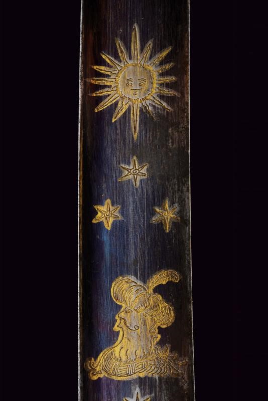 Cangiarro, arma bianca con incisioni a trofei e impugnatura con guancette in giada (ca. 1810)